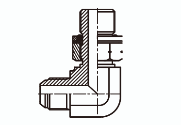 Штуцер угловой 90° в корпус Ш - Ш с уплотнительным кольцом