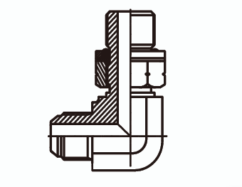 Адаптер - штуцер угловой 90° дюймовый в корпус с уплотнительным кольцом