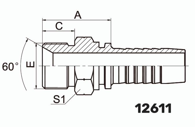 Фитинг BSP Штуцер 0° DN 16