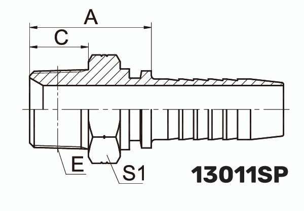 Фитинг BSPT Штуцер 0° DN 8