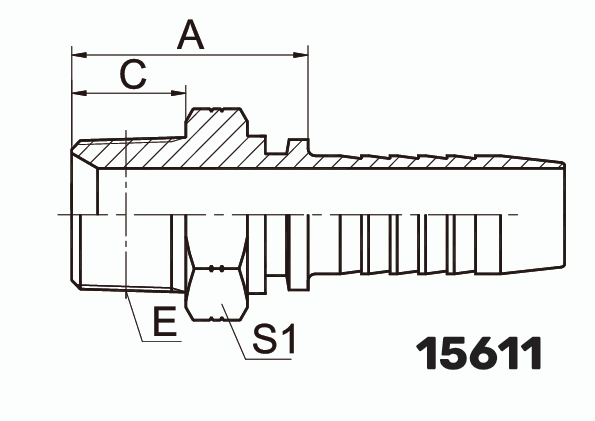 Фитинг NPTF Штуцер 0° DN 20