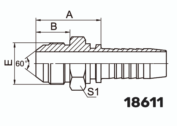 Фитинг JIS Metric Komatsu Штуцер 0° DN 10