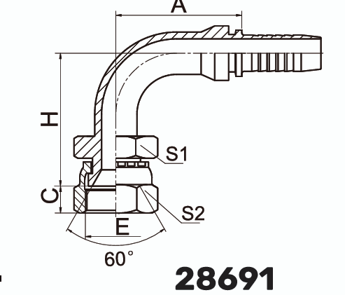 Фитинг JIC Гайка 90° DN 10